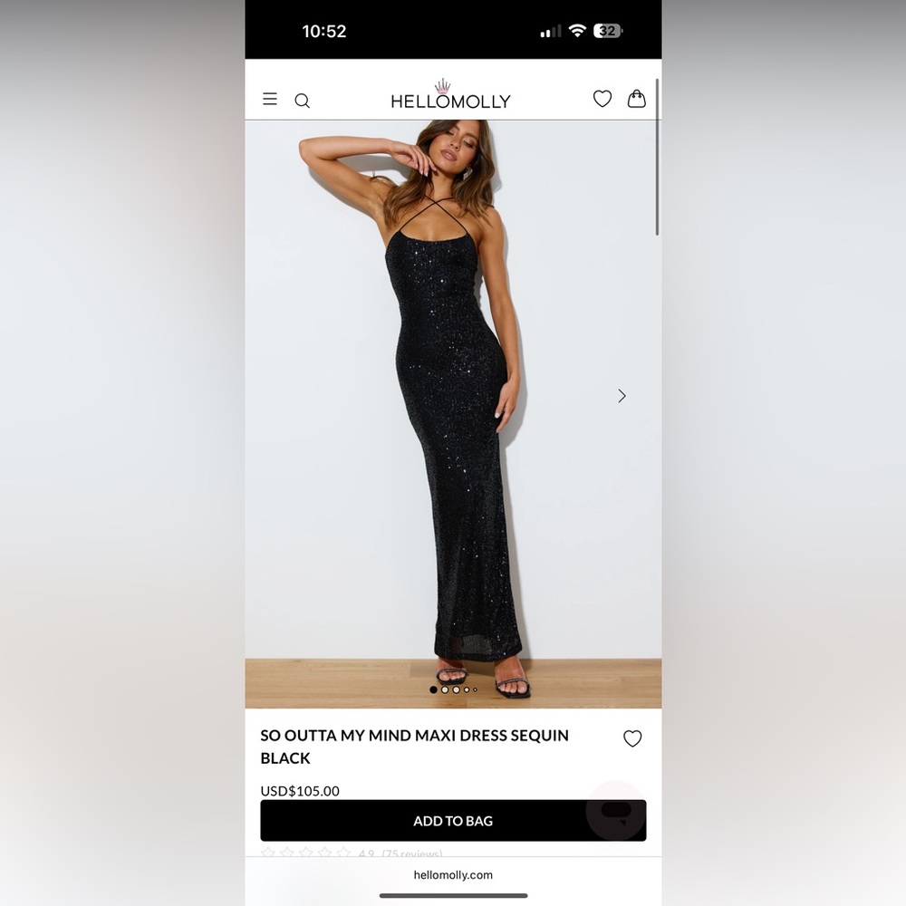 Hello Molly So Outta my Mind Black Sequin Maxi Dress
